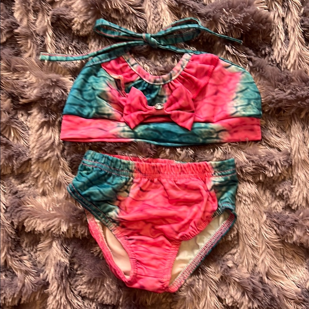 Toddlers Colorful Tie-Dye Bikini Set Size 4T